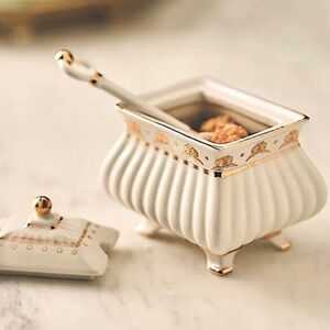 RARE Anthropologie and The Met Sugar Bowl Glazed Decaled Stoneware NIB NWT